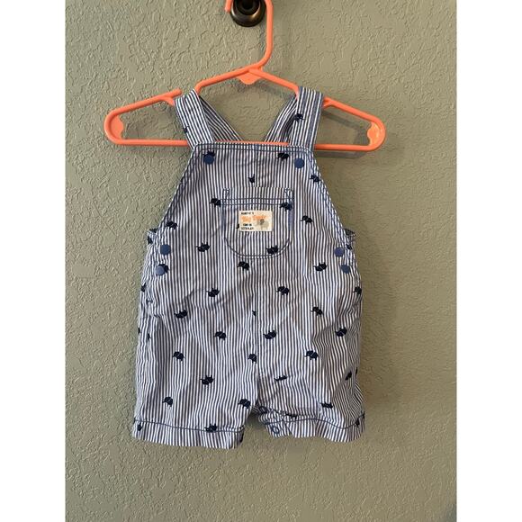 3/$15 Carters Boys 3 month Shortalls Overall Shorts Blue Elephants - Picture 1 of 5